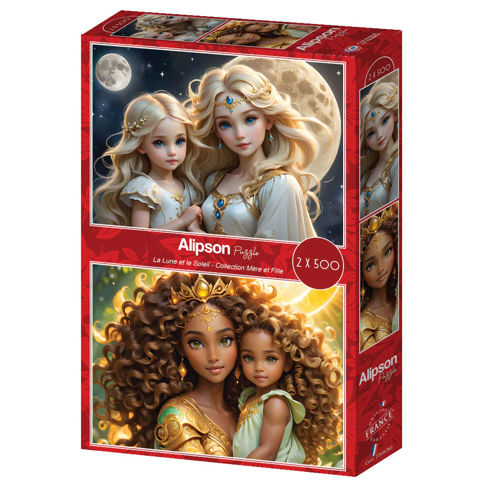 Alipson Puzzle 2 x 500 Palan Palapeli La Lune et le Soleil - Collection Mère et Fille