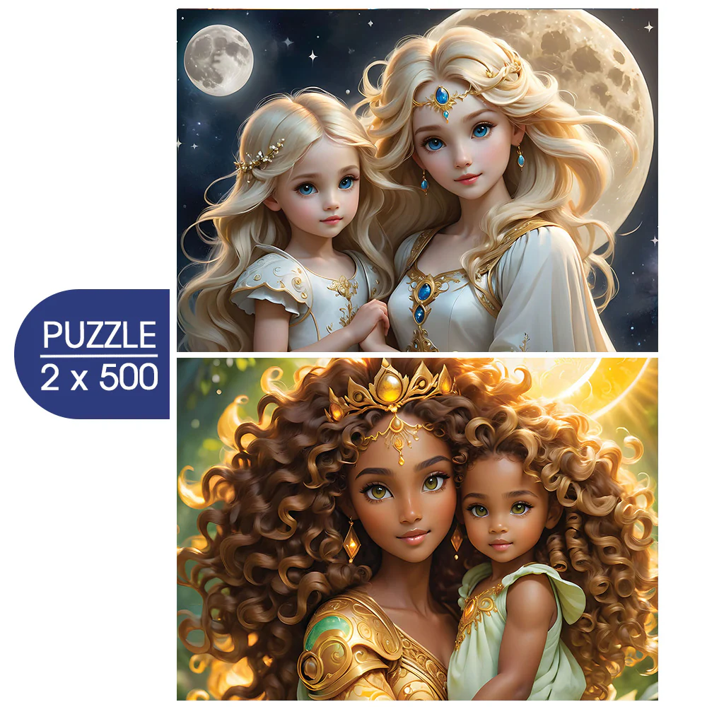 Alipson Puzzle 2 x 500 Palan Palapeli La Lune et le Soleil - Collection Mère et Fille - Image 2