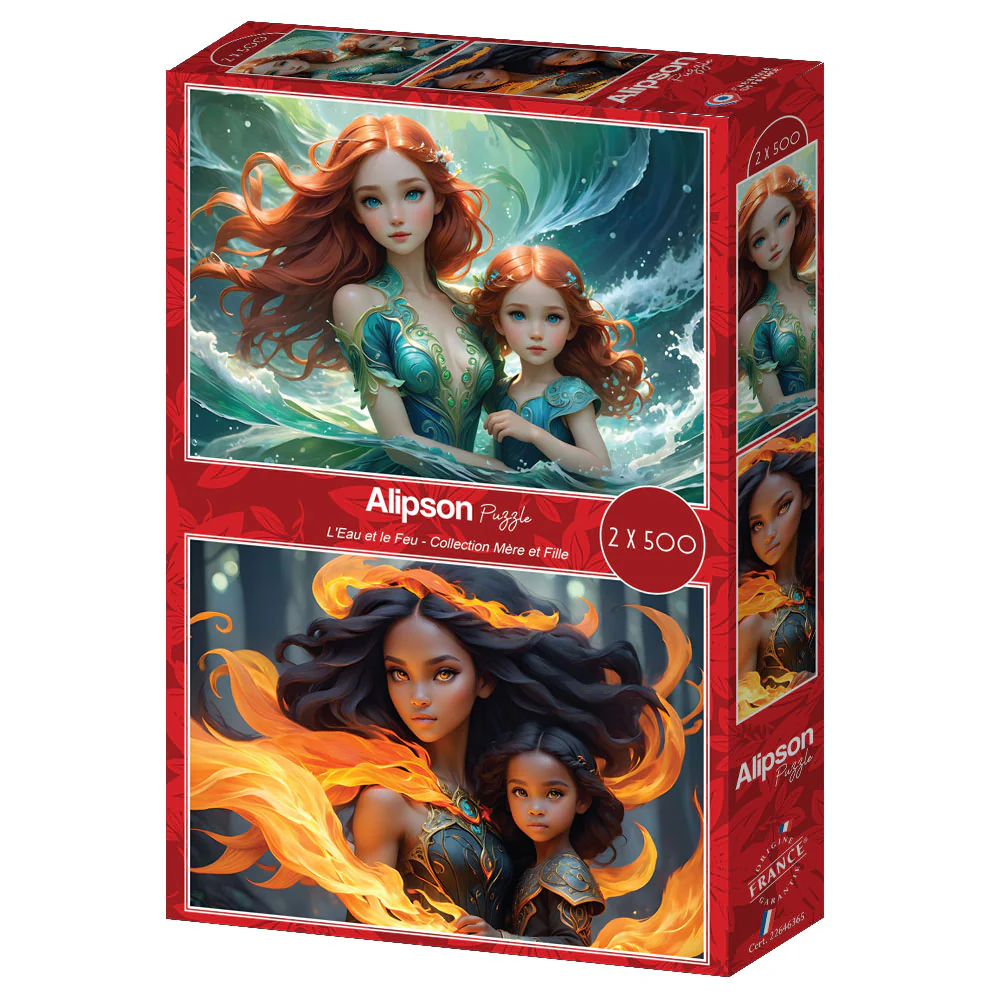 Alipson Puzzle 2 x 500 Palan Palapeli L'Eau et le Feu - Collection Mère et Fille