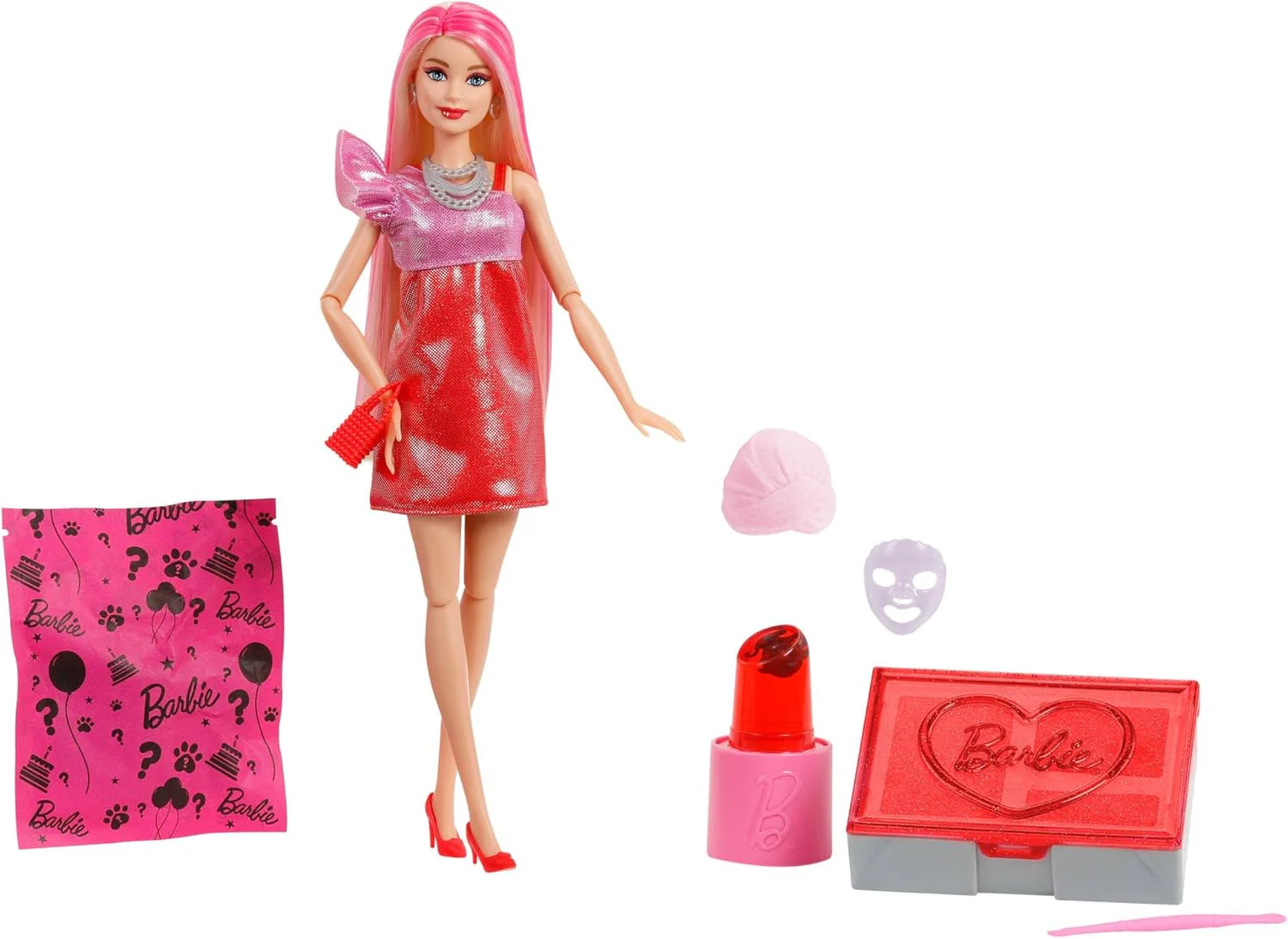 Barbie Party Color Change Väriä Vaihtava Nukke Pinkit Hiukset