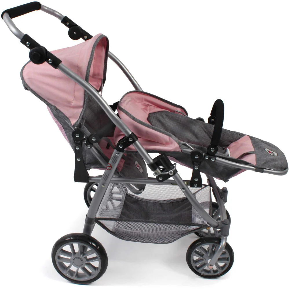 Bayer Chic Nukenvaunut 2000 Kaksostenrattaat Pinkki/Harmaa (Nukelle) - Image 2