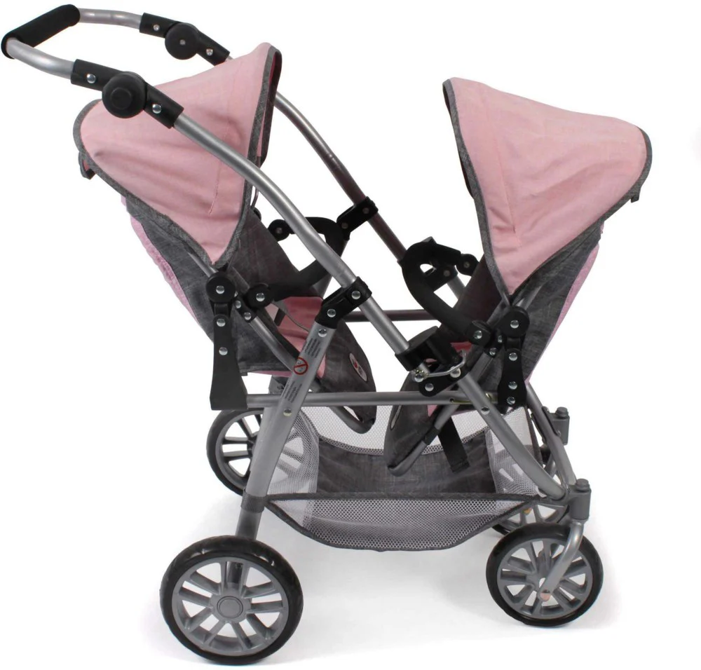 Bayer Chic Nukenvaunut 2000 Kaksostenrattaat Pinkki/Harmaa (Nukelle) - Image 3