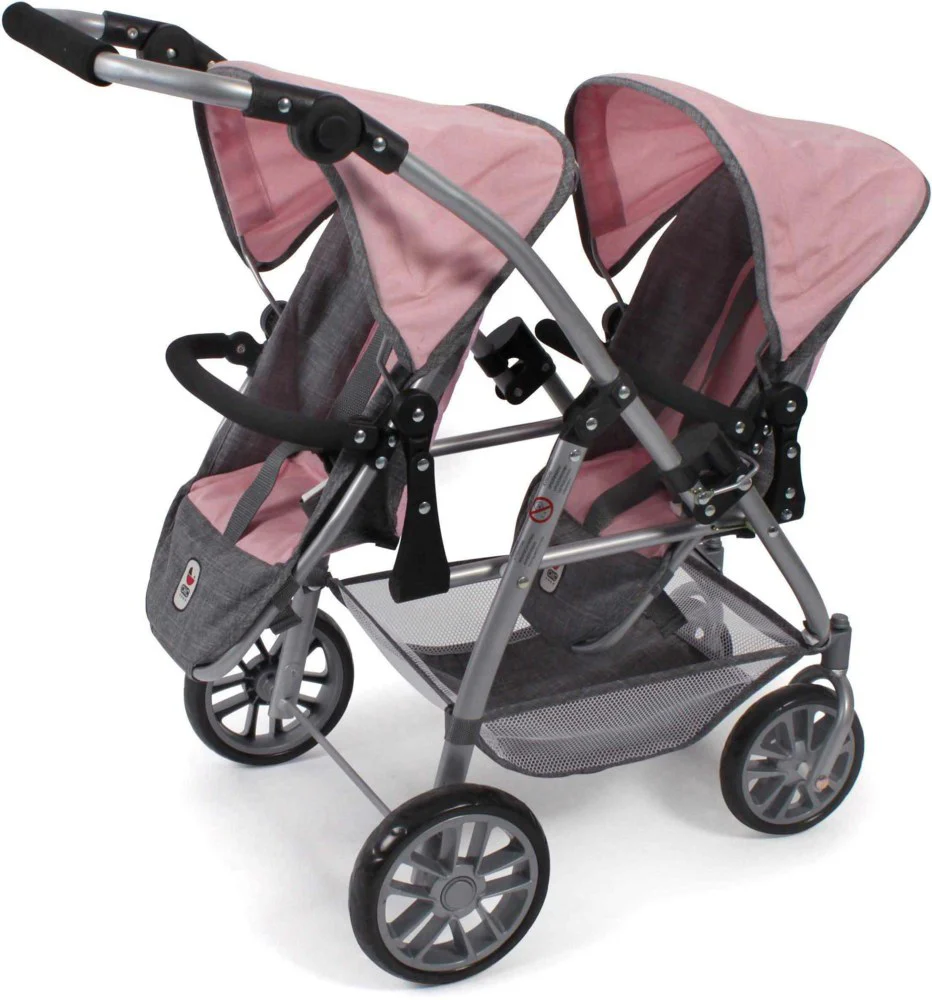 Bayer Chic Nukenvaunut 2000 Kaksostenrattaat Pinkki/Harmaa (Nukelle) - Image 4