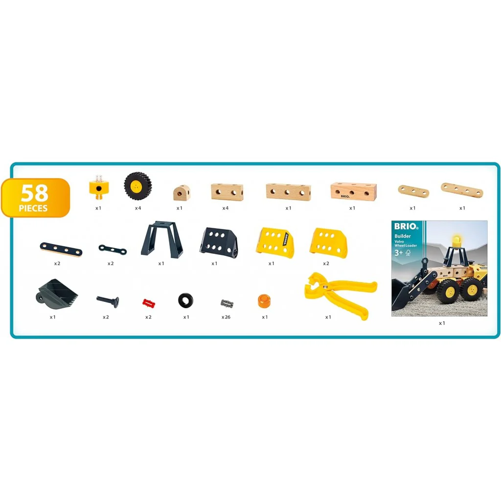 Brio Builder Volvo- Pyöräkuormaaja Leikkisetti Valolla - Image 6