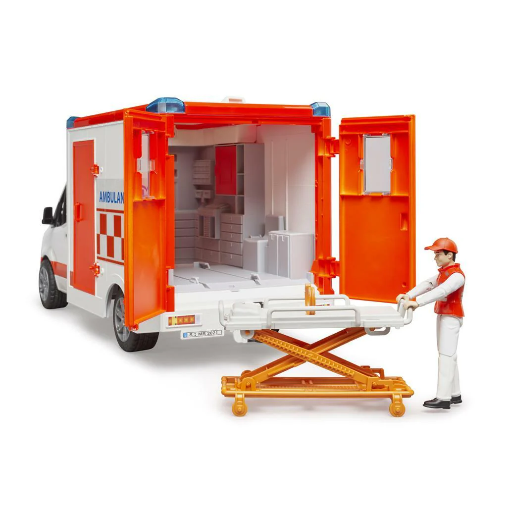 Bruder 02676 MB Ambulanssi + Kuljettaja 1:16 - Image 2