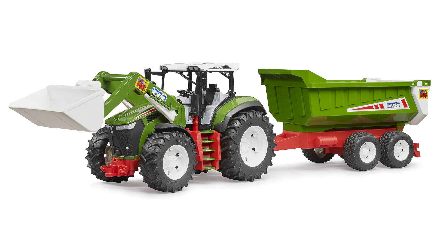 Bruder 03452 ROADMAX Traktori, Etukuormaaja ja Peräkärry
