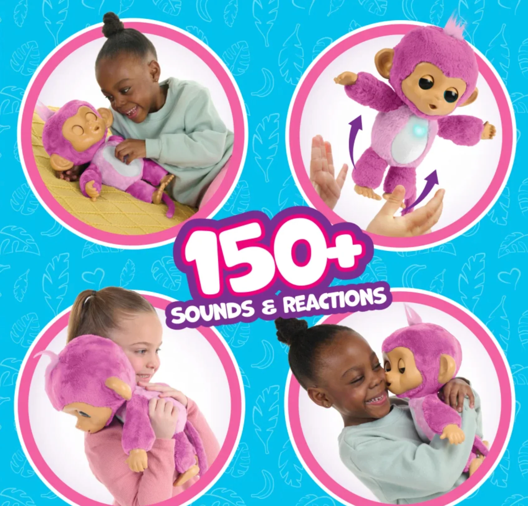 Fingerlings Care And Cuddles Monkey Pink Interaktiivinen Apina - Image 4