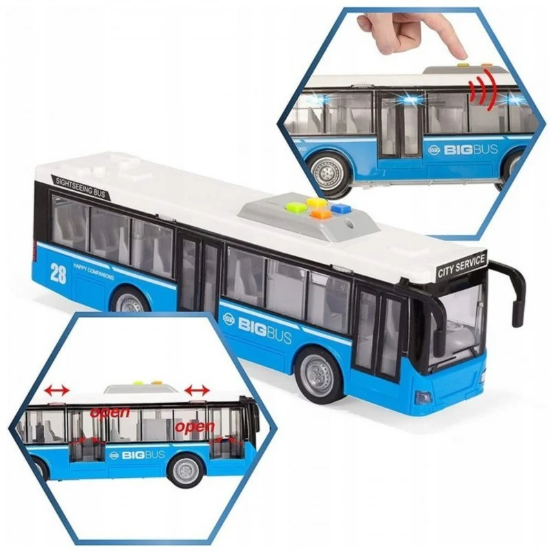 City Service Kaupunkibussi Sininen Äänellä Ja Valolla 1:16 - Image 3