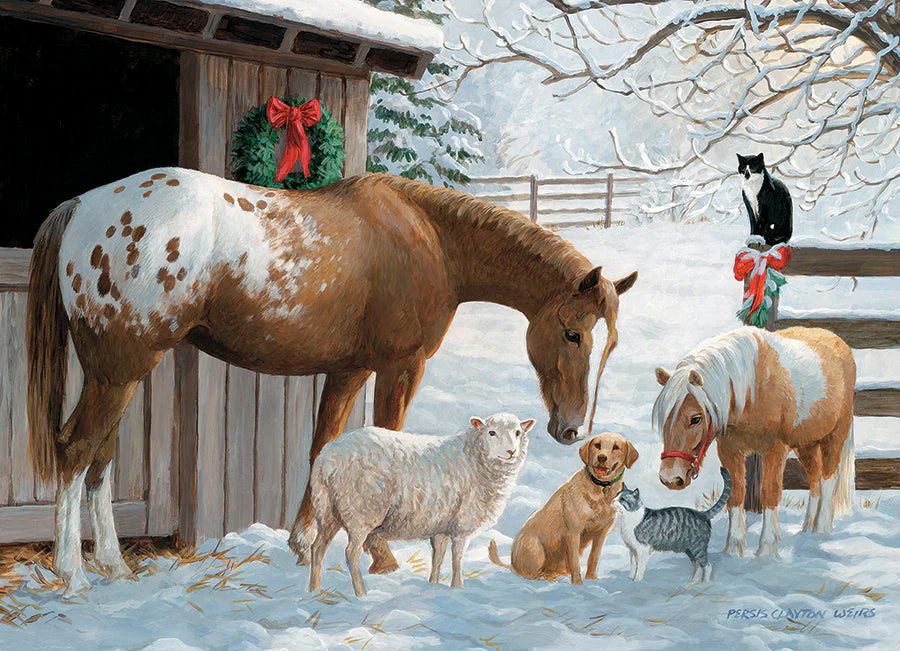 Cobble Hill 350 XXL Palan Palapeli Family Winter Barnyard - Image 2