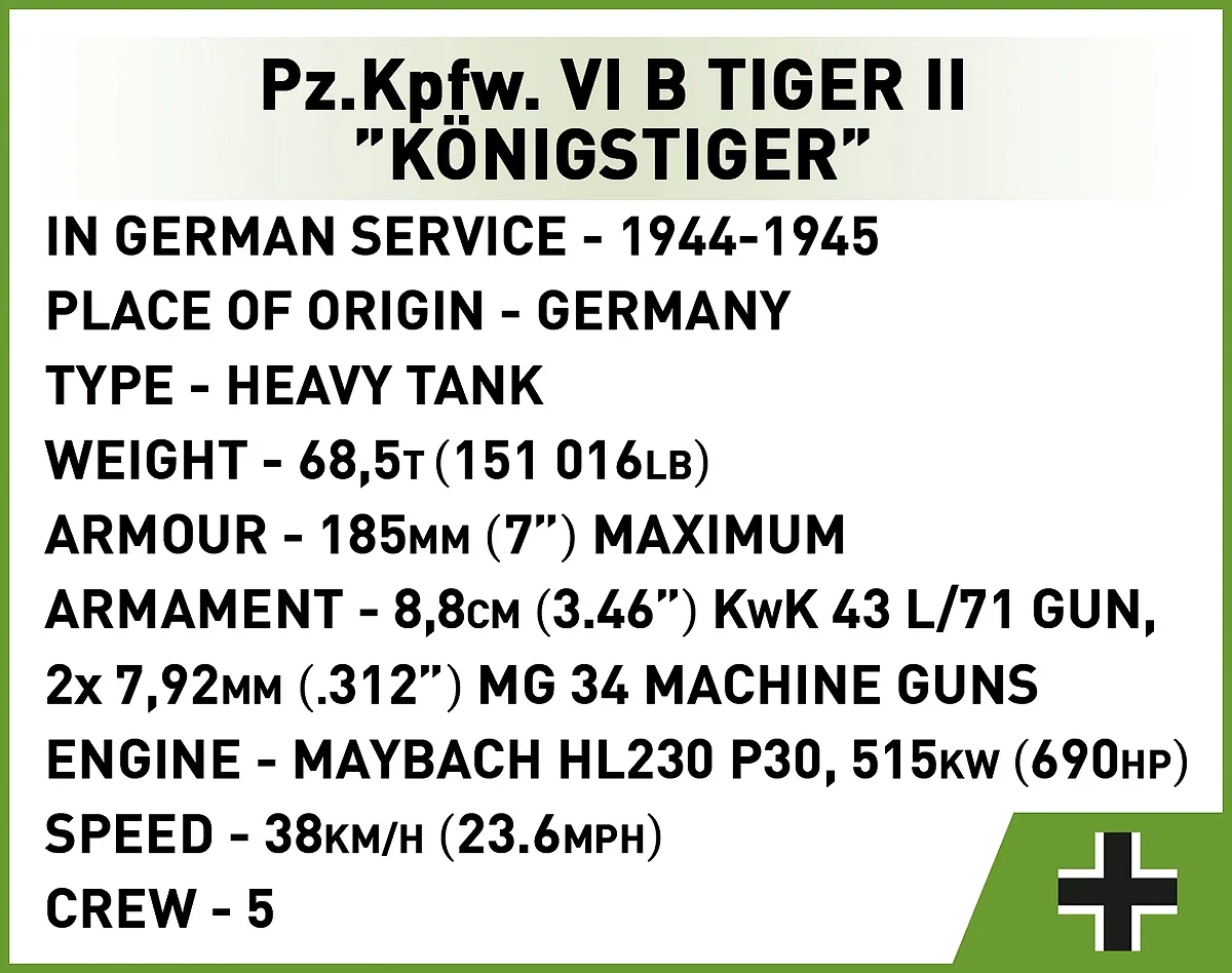 Cobi 2732 Pz.Kpfw. VI B Tiger II "Köningstiger" Koottava Panssarivaunu 500 Osaa - Image 6