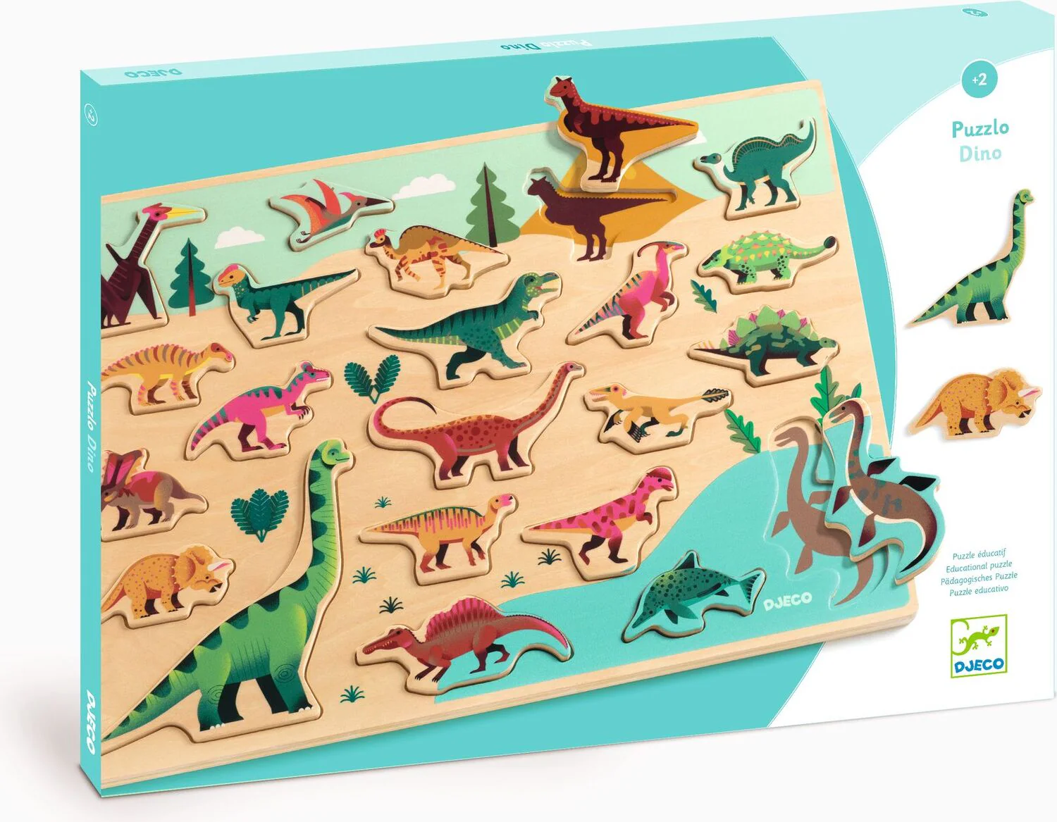 Djeco Lasten Puinen Palapeli 22 Palaa - Dinosaurukset - Image 2