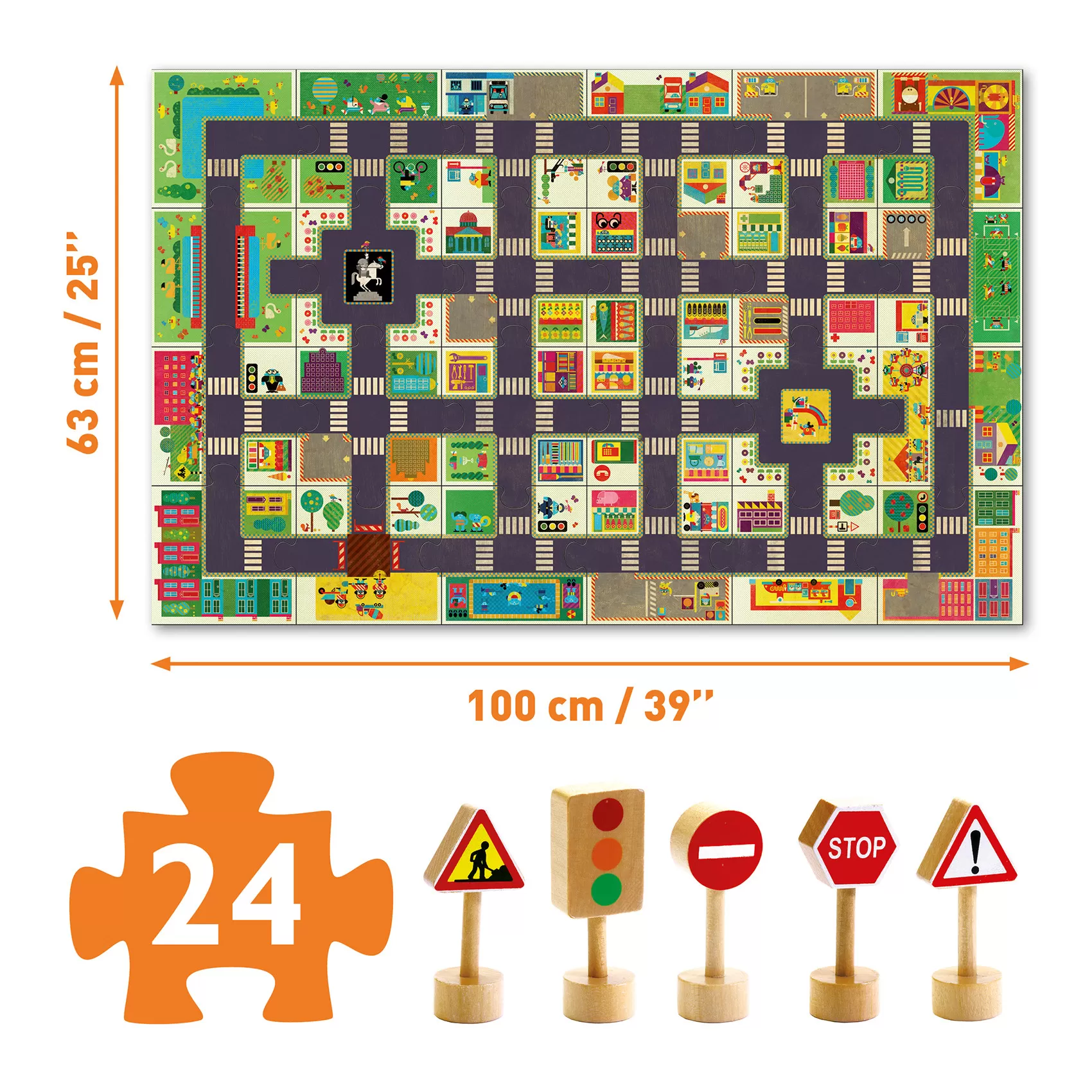 Djeco Liikenne/Autorata Palapeli 24 Palaa ja Liikennemerkit - Image 2