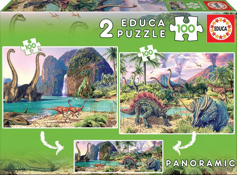 Educa Dino World 2x100 Palan Palapeliä