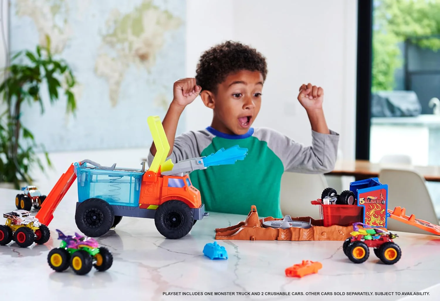 Hot Wheels Monster Trucks Color Shifters Fire Crash Leikkisetti - Image 2