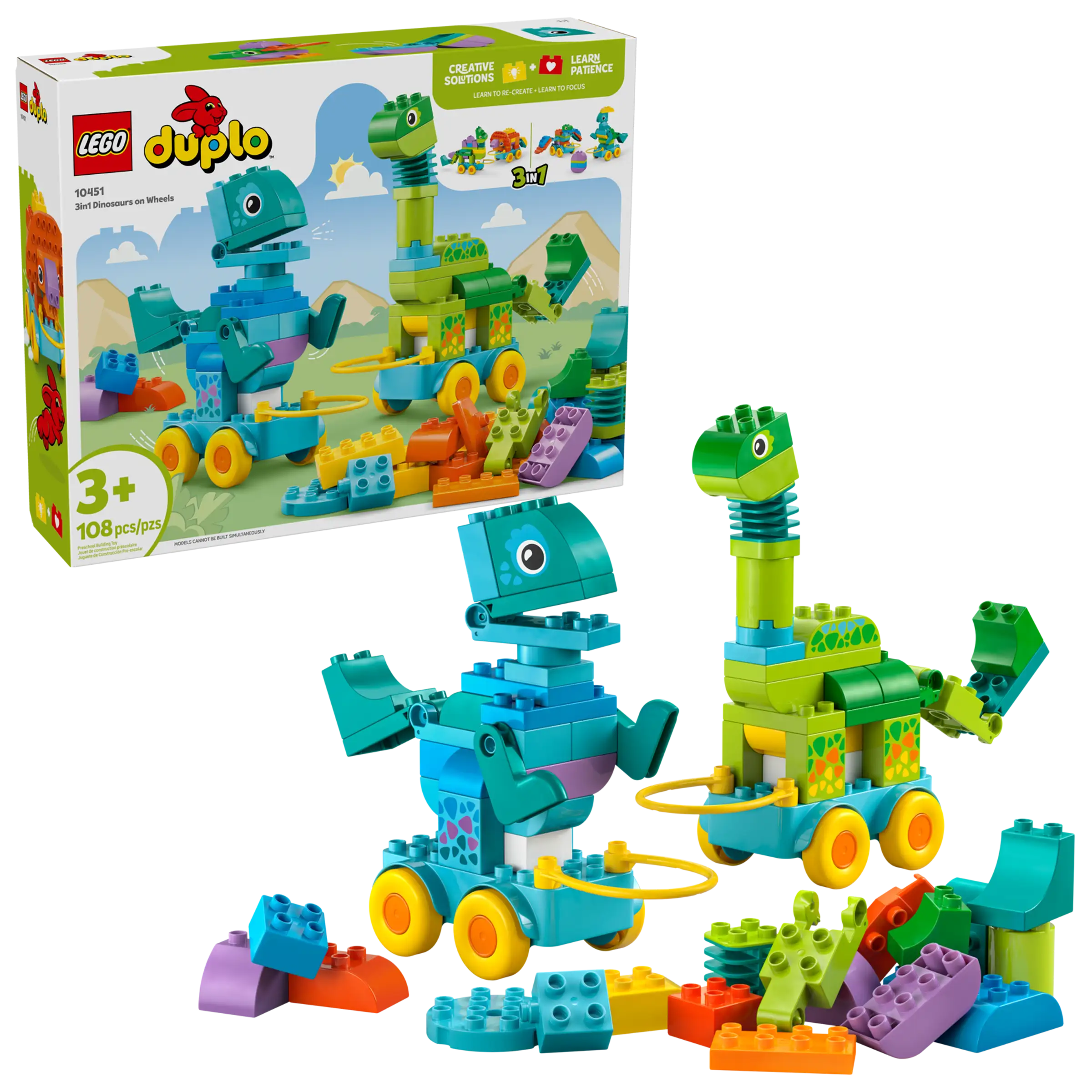 Lego Duplo 10451 Dinosauruksia Pyörien Päällä – 3in1-setti