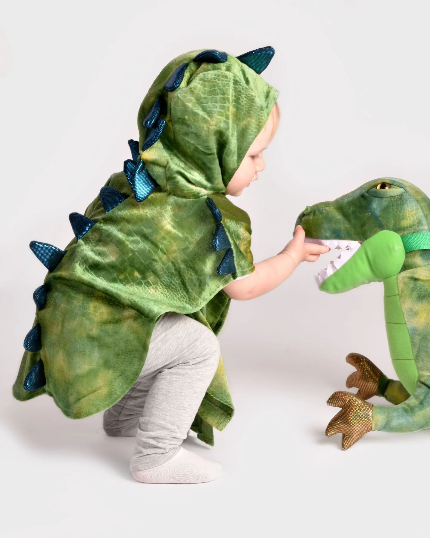Dinosaurusviitta 86-110cm(1-4v) Tummanvihreä - Image 3