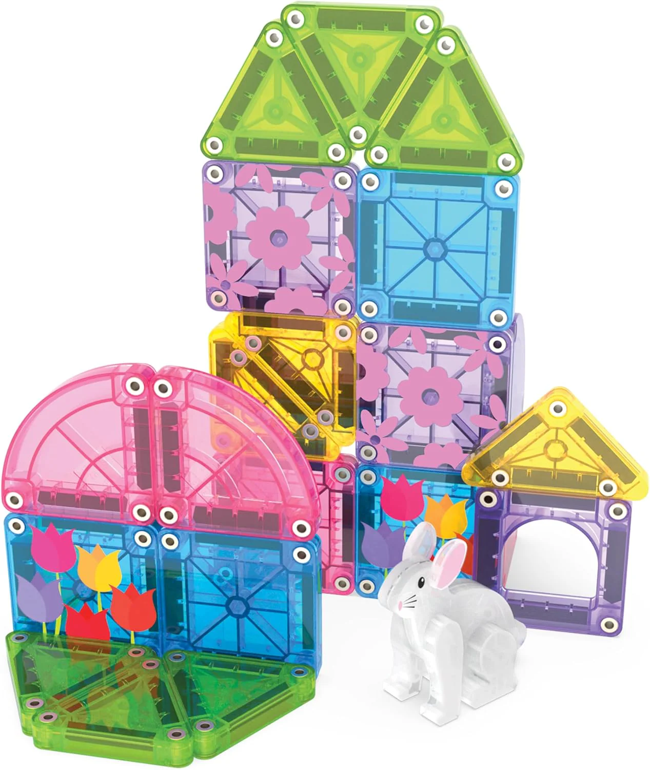 Magna-Tiles MicroMAGS Magneettirakennussarja Matkapakkaus Spring Garden 24 Osaa - Image 3