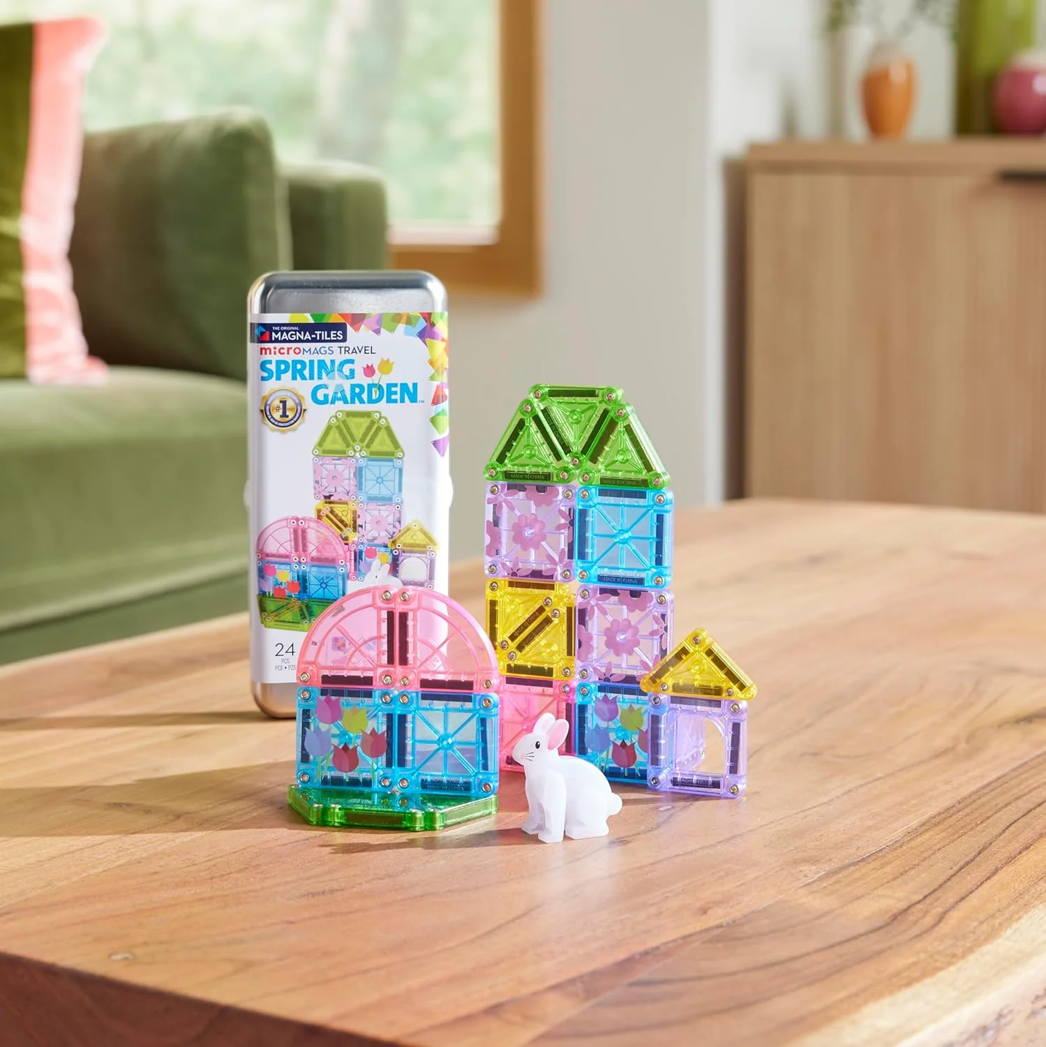 Magna-Tiles MicroMAGS Magneettirakennussarja Matkapakkaus Spring Garden 24 Osaa - Image 4