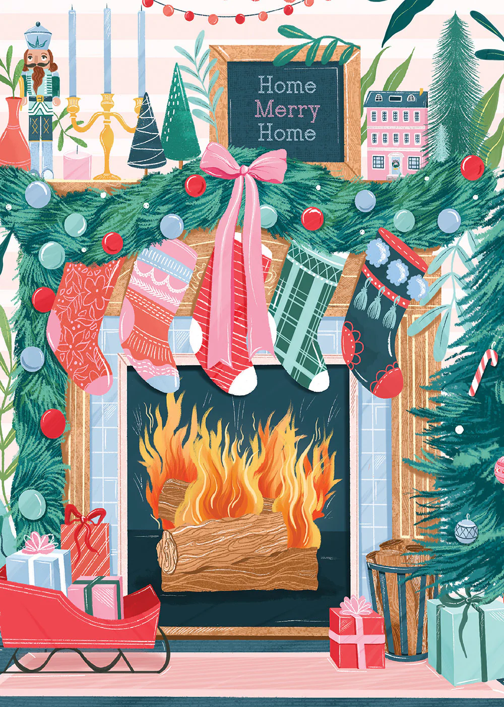 Pieces and Peace 500 Palan Palapeli Christmas Fireplace