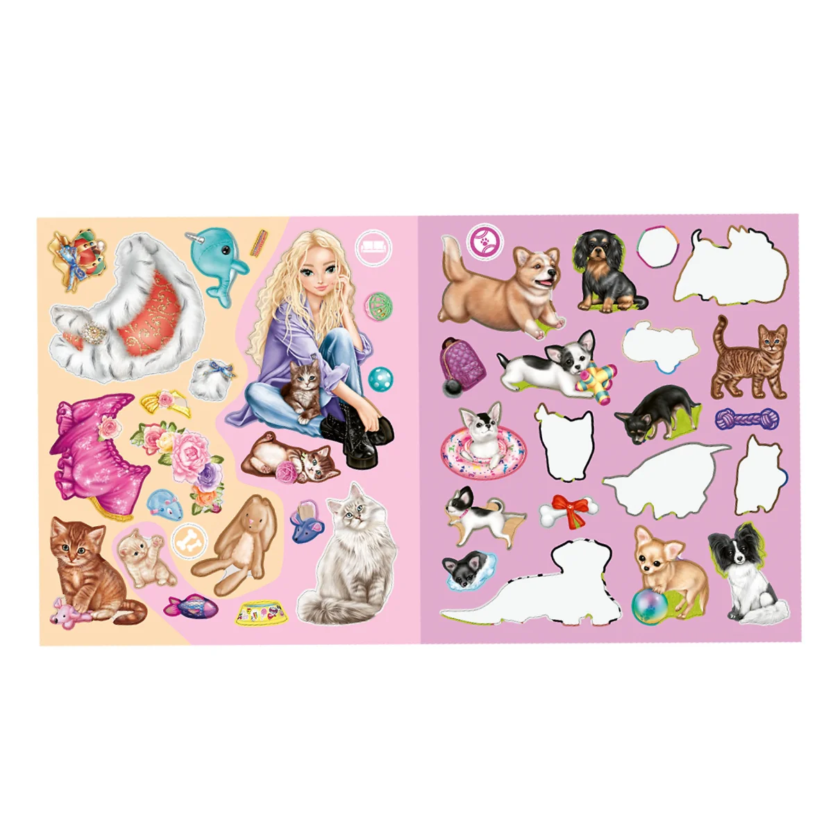 Top Model Askartelu Stickerworld Kitty and Doggy Tarrakirja - Image 3