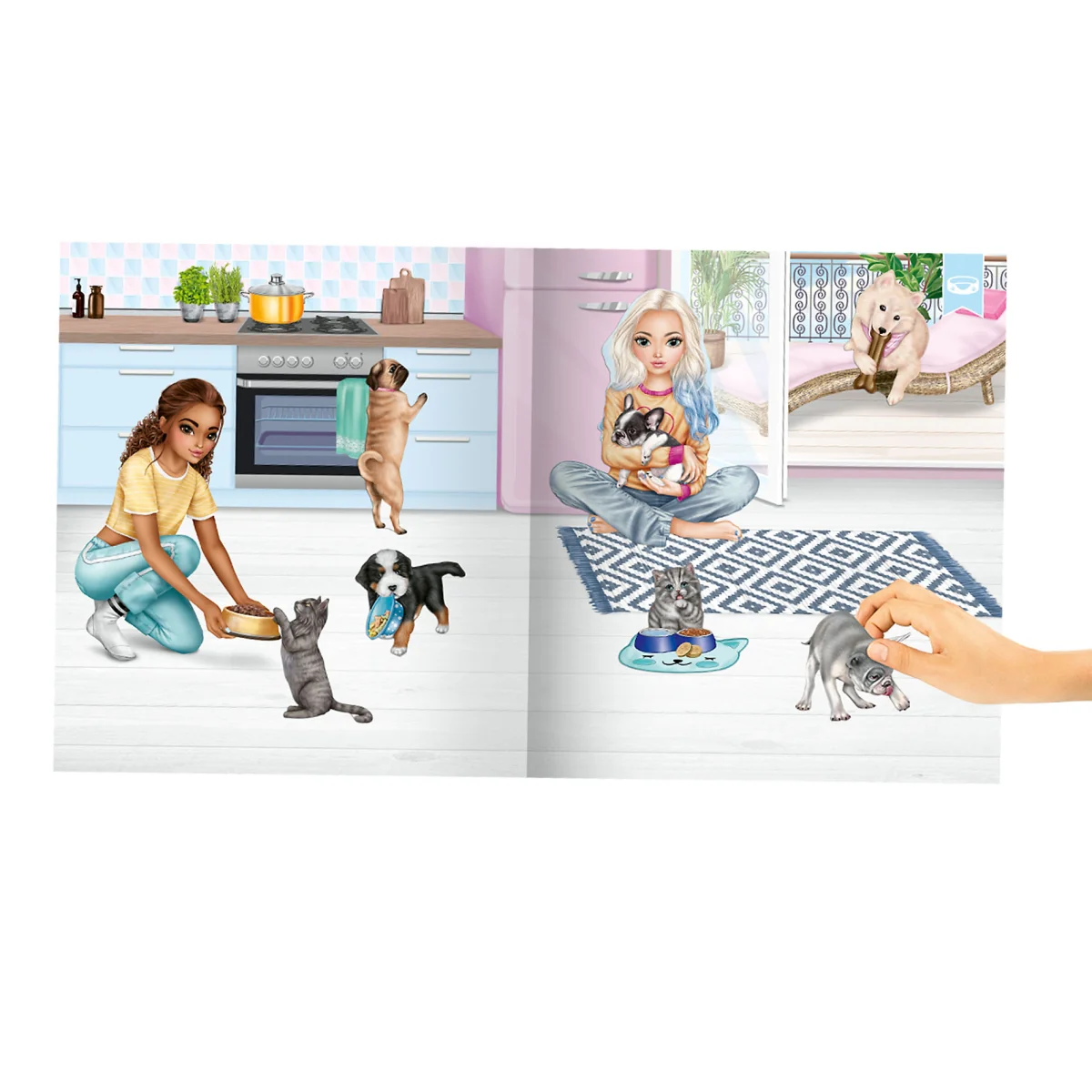 Top Model Askartelu Stickerworld Kitty and Doggy Tarrakirja - Image 4