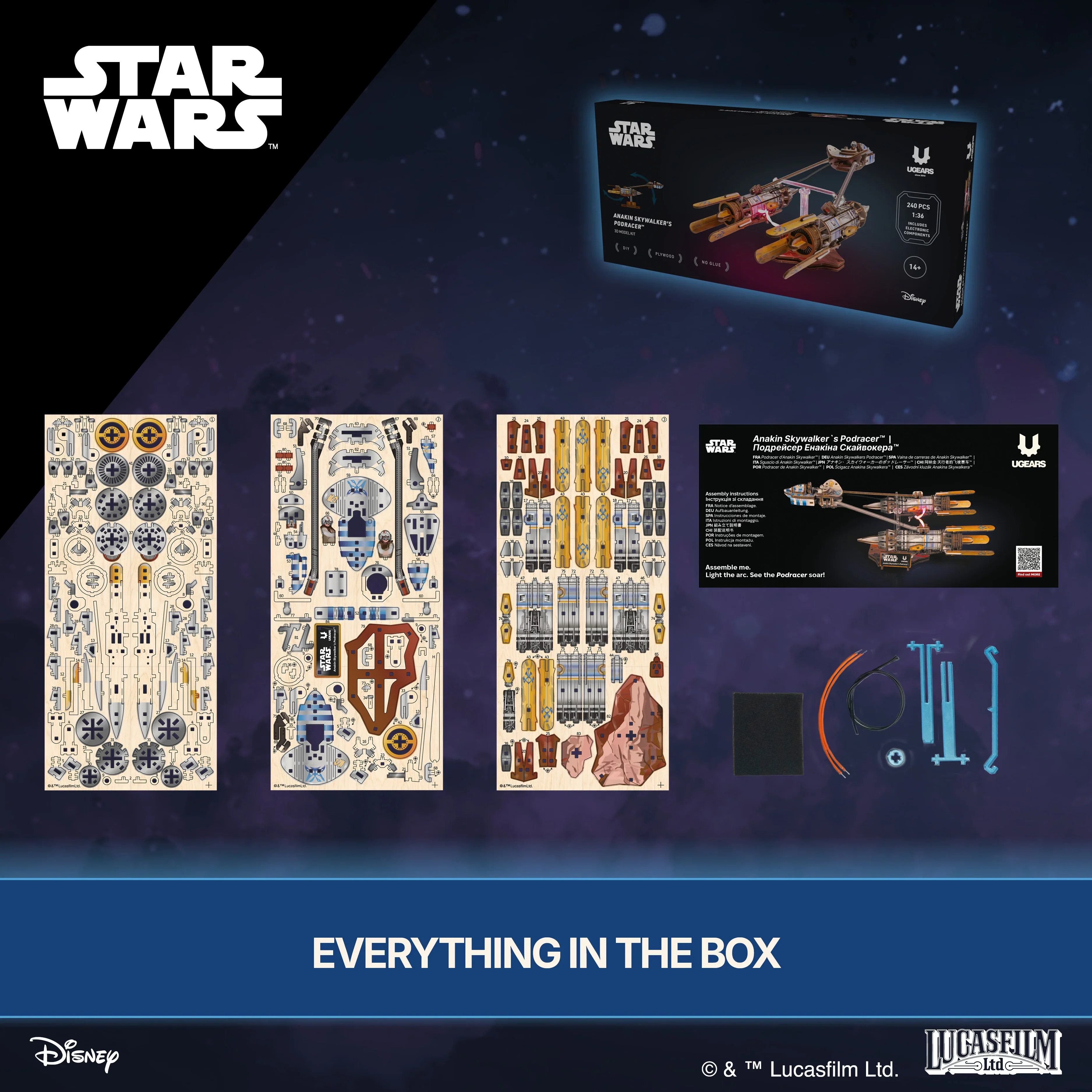 Ugears Rakennussarja Disney Star Wars Anakin Skywalker's Podracer 1:36 - Image 5